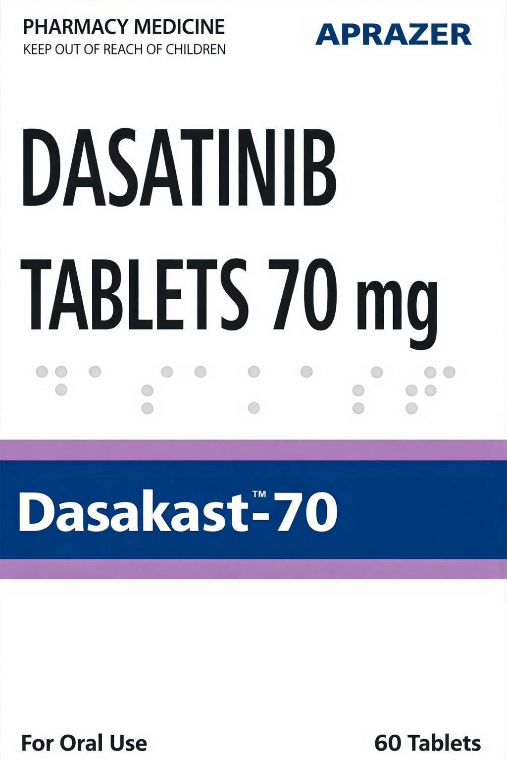 Dasakast 70mg Tablet - Oncology Division Medicine by Aprazer Healthcare Pvt Ltd