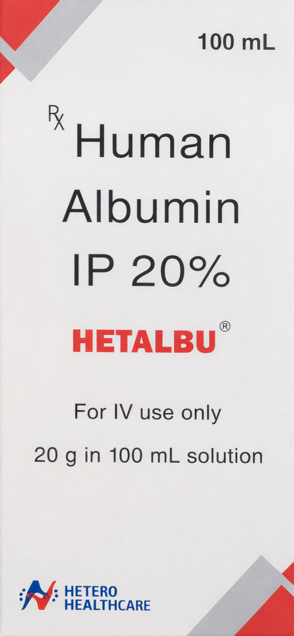 Hetalbu 20% Injection 100mL - Nephrology Division Medicine by HETERO HEALTHCARE PVT LTD