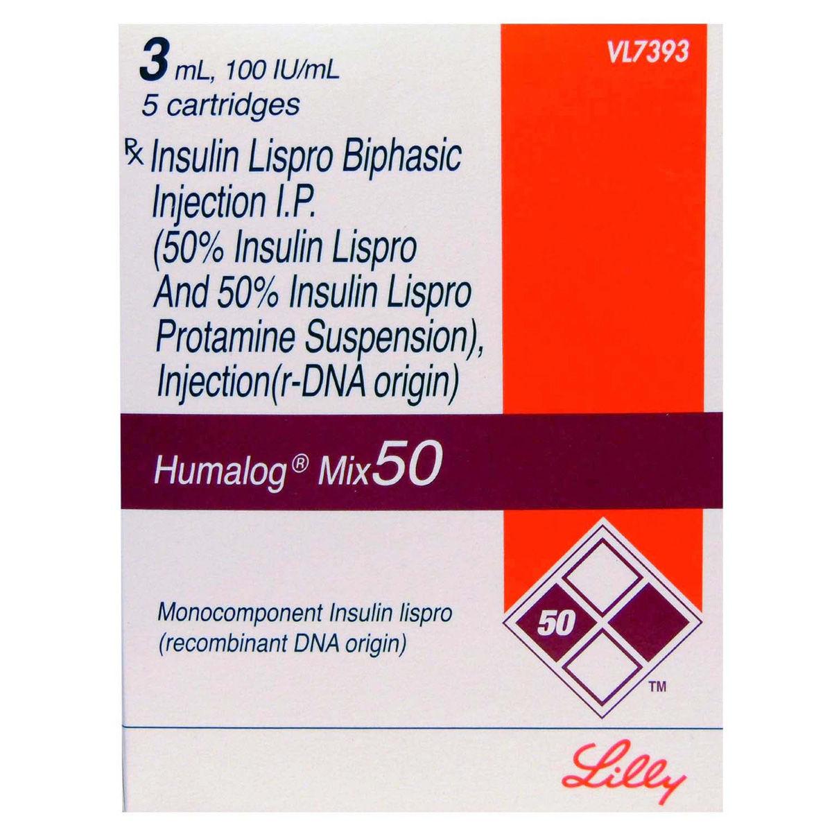 Humalog Mix 50 100IU/ml Cartridge - Diabetes Division Medicine by Eli Lilly and Company India Pvt Ltd