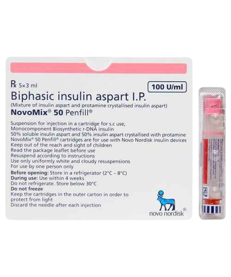 Novomix 50 100IU/ml Penfill - Diabetes Division Medicine by Novo Nordisk India Pvt Ltd